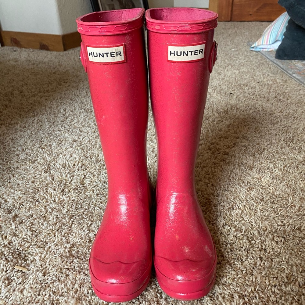 Girl size 2 hunter boots pink glitter